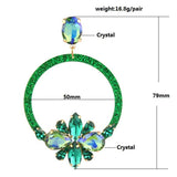 Crystal Flower Drop Earrings Big Long Brinco Oorbellen