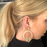 Crystal Flower Drop Earrings Big Long Brinco Oorbellen