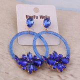 Crystal Flower Drop Earrings Big Long Brinco Oorbellen