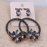 Crystal Flower Drop Earrings Big Long Brinco Oorbellen