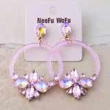Crystal Flower Drop Earrings Big Long Brinco Oorbellen