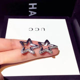 Stars Earrings Women's Earrings Star Golden Zircon Girls Christmas Gift