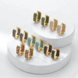 Golden Earrings, Multi-color Zircon, Christmas Gift