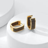 Golden Earrings, Multi-color Zircon, Christmas Gift