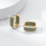 Golden Earrings, Multi-color Zircon, Christmas Gift