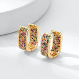 Golden Earrings, Multi-color Zircon, Christmas Gift