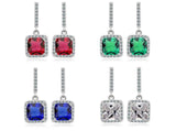 Silver Dangle Drop Long Earring Green Red Wedding Christmas Jewelry
