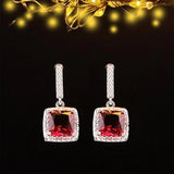 Silver Dangle Drop Long Earring Green Red Wedding Christmas Jewelry