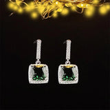 Silver Dangle Drop Long Earring Green Red Wedding Christmas Jewelry