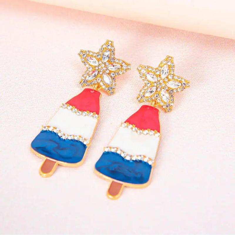 Crystal Pearl Christmas Bell Deer Lollipop Alpaca Earrings
