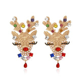 Crystal Pearl Christmas Bell Deer Lollipop Alpaca Earrings