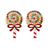 Crystal Pearl Christmas Bell Deer Lollipop Alpaca Earrings