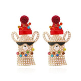 Crystal Pearl Christmas Bell Deer Lollipop Alpaca Earrings