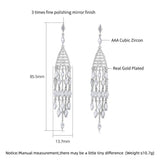 Geometric CZ Drop Earrings Long Tassel Bridal Party Jewelry