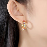 Rainbow CZ Hoop Earrings for Women Party Accessories