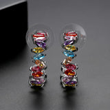 Rainbow CZ Hoop Earrings for Women Party Accessories