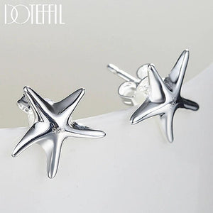 925 Silver Starfish Earrings Wedding Jewelry Christmas Gift