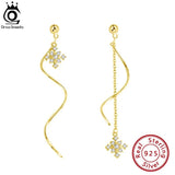 925 Silver Snowflake Drop Earrings for Women Dangle Christmas Jewelry