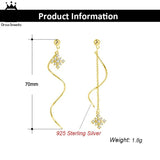 925 Silver Snowflake Drop Earrings for Women Dangle Christmas Jewelry