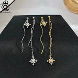 925 Silver Snowflake Drop Earrings for Women Dangle Christmas Jewelry