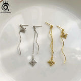 925 Silver Snowflake Drop Earrings for Women Dangle Christmas Jewelry