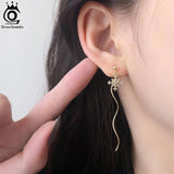 925 Silver Snowflake Drop Earrings for Women Dangle Christmas Jewelry