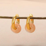 Colorful Opal Round Earrings Stainless Steel Cat Eye Stone Drop Earring