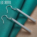 925 Silver Square Pillar Drop Earrings Women's Jewelry Christmas Gift