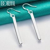 925 Silver Square Pillar Drop Earrings Women's Jewelry Christmas Gift