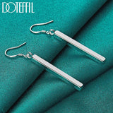 925 Silver Square Pillar Drop Earrings Women's Jewelry Christmas Gift