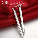 925 Silver Square Pillar Drop Earrings Women's Jewelry Christmas Gift