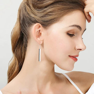 925 Silver Square Pillar Drop Earrings Female Jewelry Lady Gift