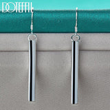 925 Silver Square Pillar Drop Earrings Female Jewelry Lady Gift