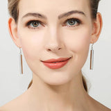 925 Silver Square Pillar Drop Earrings Female Jewelry Lady Gift