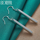 925 Silver Square Pillar Drop Earrings Female Jewelry Lady Gift