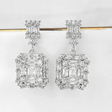 Geometric CZ Drop Earrings Women Bridal Jewelry EP2843