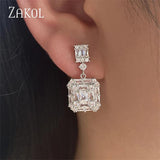 Geometric CZ Drop Earrings Women Bridal Jewelry EP2843
