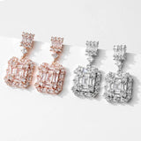 Geometric CZ Drop Earrings Women Bridal Jewelry EP2843