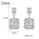 Geometric CZ Drop Earrings Women Bridal Jewelry EP2843
