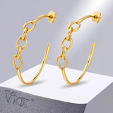 Women Chain Earrings Stainless Steel Hoop Lady Christmas Gift Jewelry