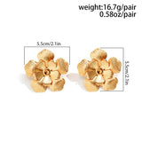 Exaggerated Metal Flower Earrings Punk Hoop Christmas Gift