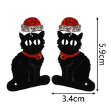 Christmas Hat Cat Acrylic Earrings Xmas Dangle Drop Earring Gift