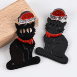 Christmas Hat Cat Acrylic Earrings Xmas Dangle Drop Earring Gift