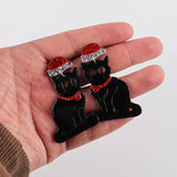 Christmas Hat Cat Acrylic Earrings Xmas Dangle Drop Earring Gift