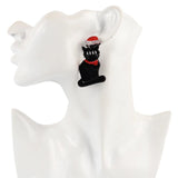 Christmas Hat Cat Acrylic Earrings Xmas Dangle Drop Earring Gift
