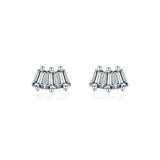 925 Silver Christmas Geometric Stud Earrings Emerald Cut Crystal Ear Studs