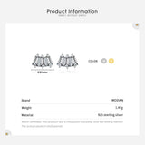 925 Silver Christmas Geometric Stud Earrings Emerald Cut Crystal Ear Studs