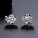 CZ Leaf Shape Stud Earrings for Women | Festive Party Accessories