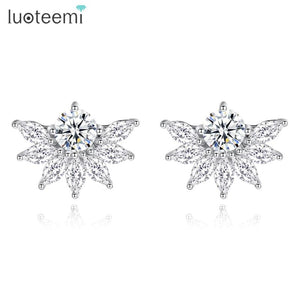 CZ Leaf Shape Stud Earrings for Women | Festive Party Accessories