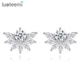 CZ Leaf Shape Stud Earrings for Women | Festive Party Accessories